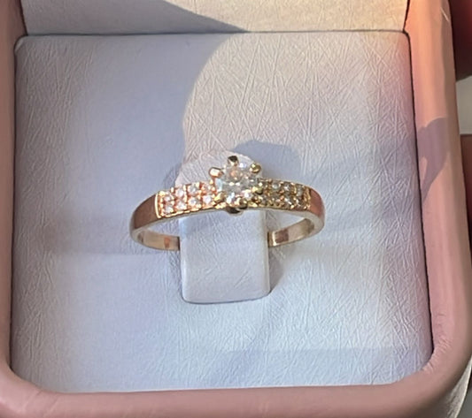 Anillo Solitario Princess 2 Bandas Circones
